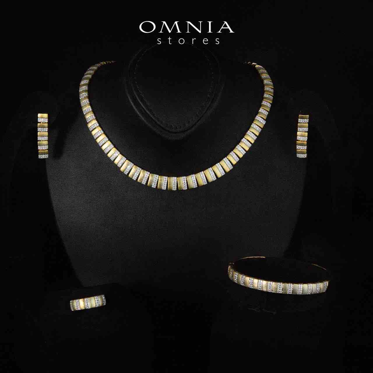 Melanie Gold Plated Luxury Bridal Full Set in 925 Silver High Quality Simulated Diamonds - OMNIASTORES UAE