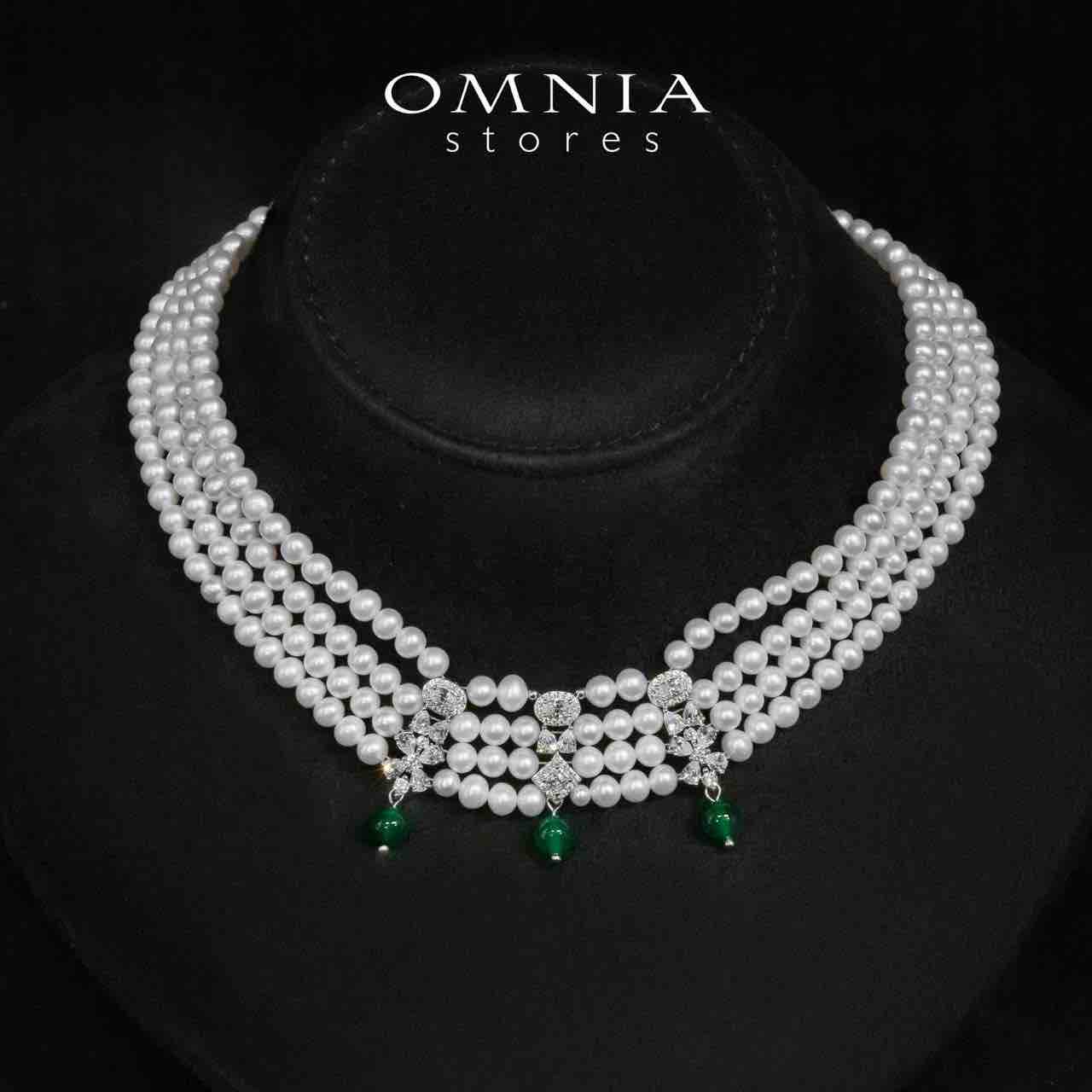 Shayna Green and White Real Preal Necklace With High Quality Simulated Diamonds in 925 Silver - OMNIASTORES UAE