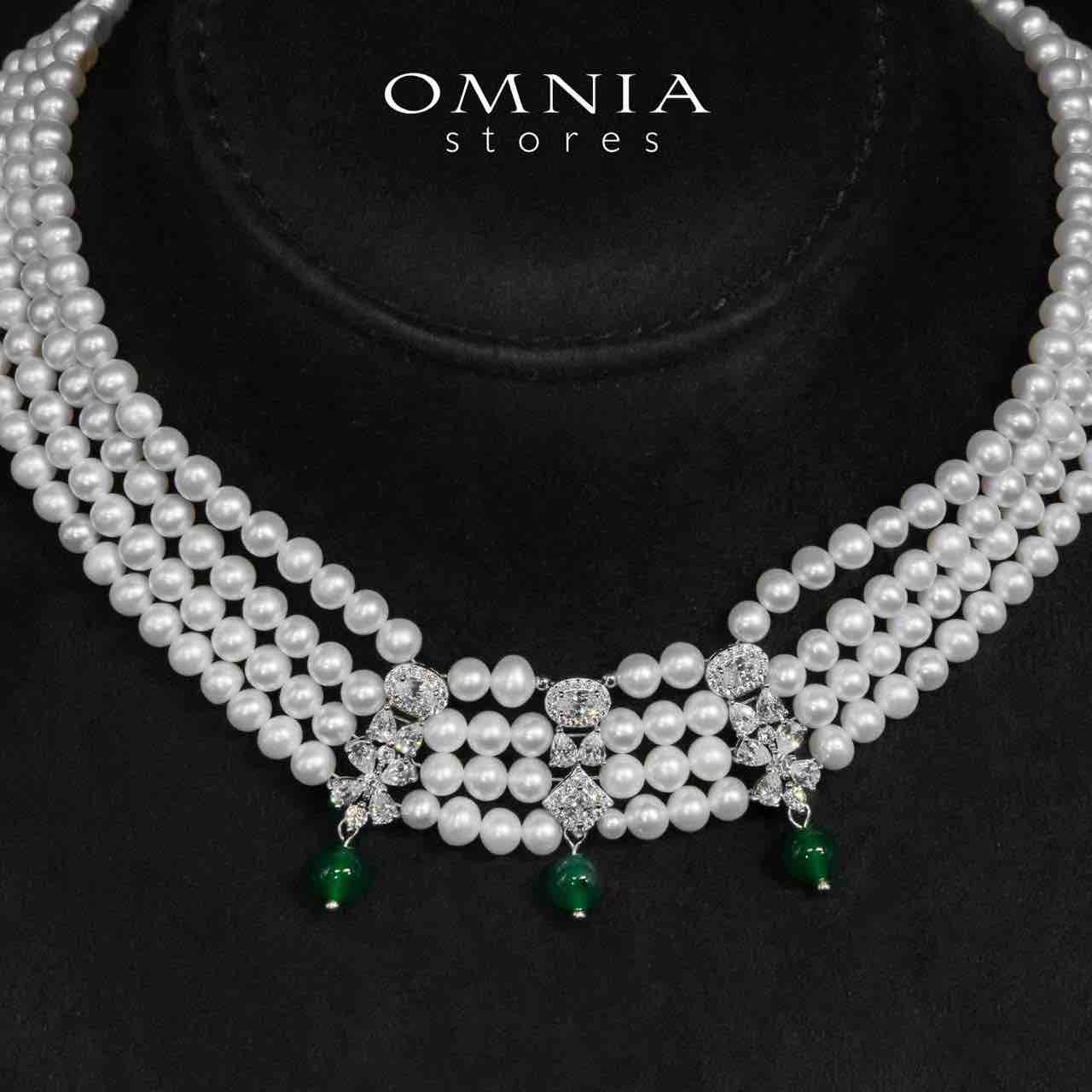 Shayna Green and White Real Preal Necklace With High Quality Simulated Diamonds in 925 Silver - OMNIASTORES UAE