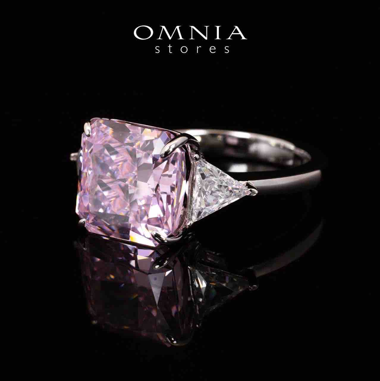 Paula Pink and White Ring With High Quality Simulated Diamonds in 925 Silver - OMNIASTORES UAE