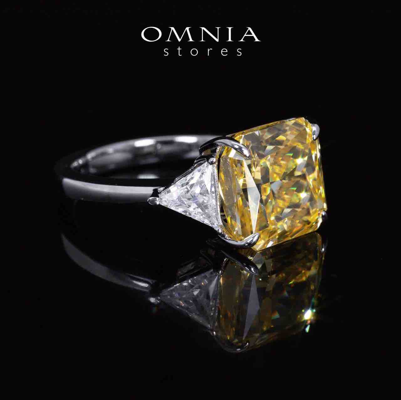 Paula Yellow and White Ring With High Quality Simulated Diamonds in 925 Silver - OMNIASTORES UAE