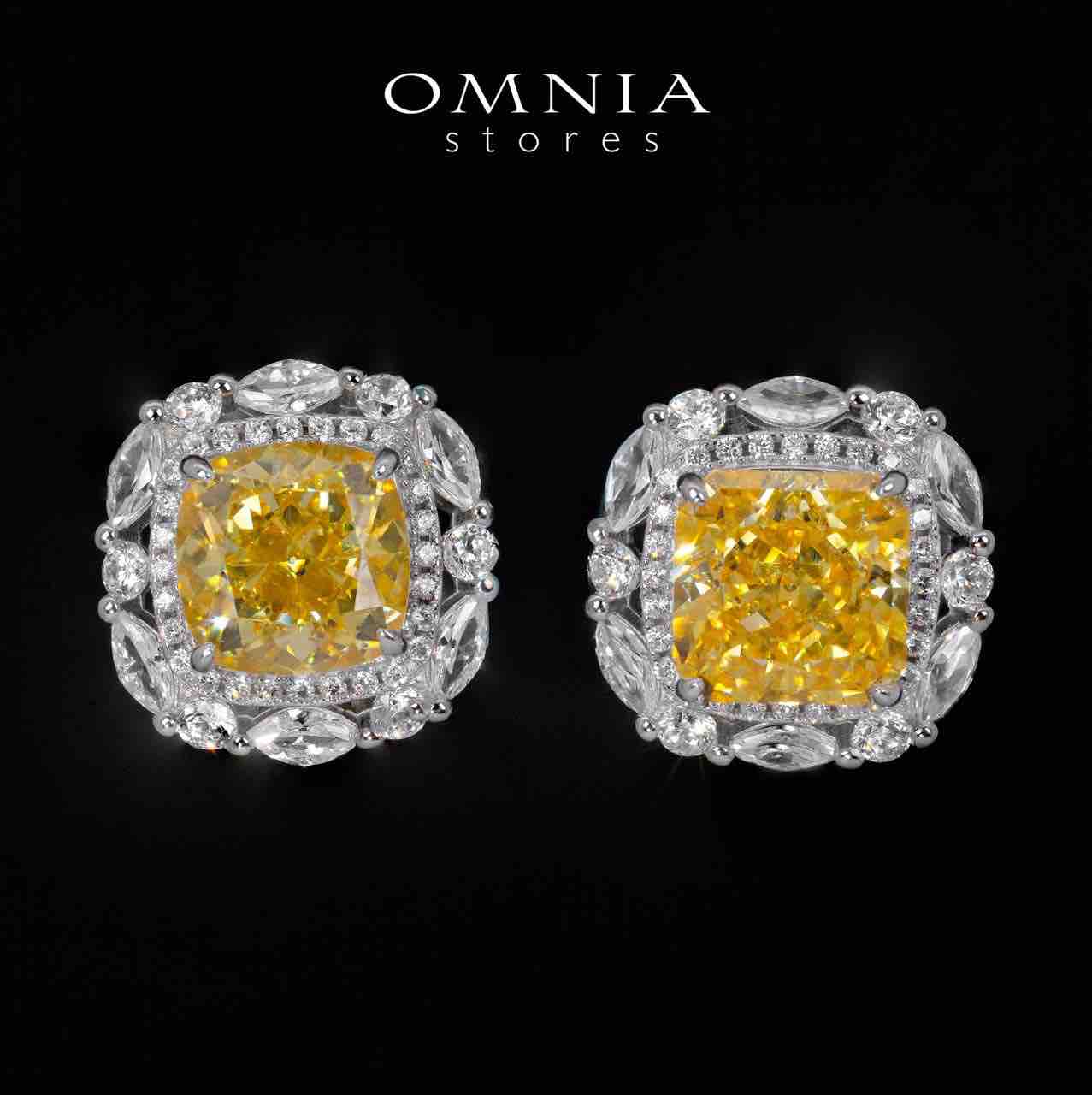 Teresa Yellow and White Earrings With High Quality Simulated Diamonds in 925 Silver - OMNIASTORES UAE