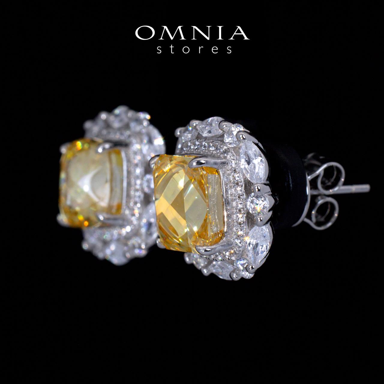Teresa Yellow and White Earrings With High Quality Simulated Diamonds in 925 Silver - OMNIASTORES UAE