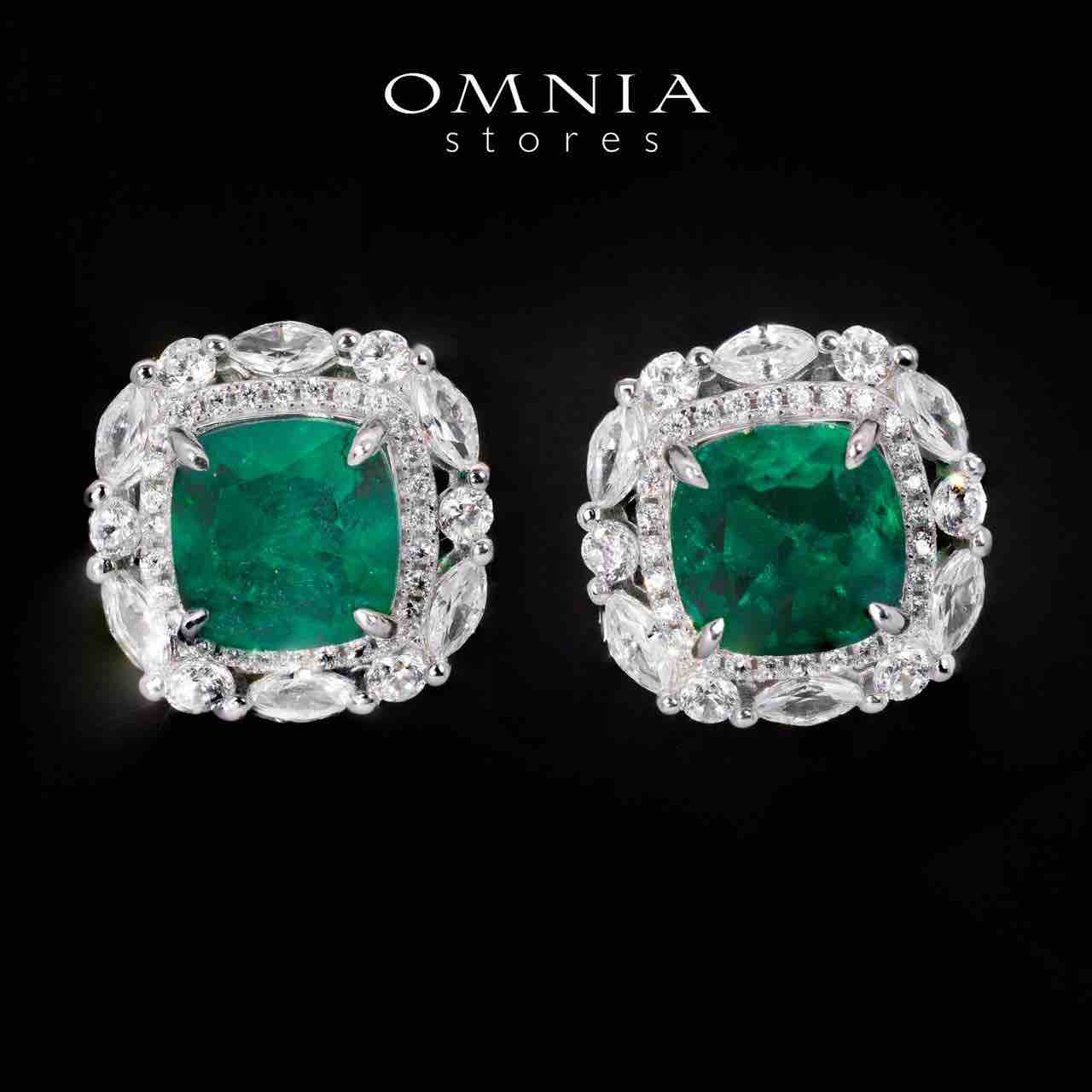 Teresa Green and White Earrings With High Quality Simulated Diamonds in 925 Silver - OMNIASTORES UAE