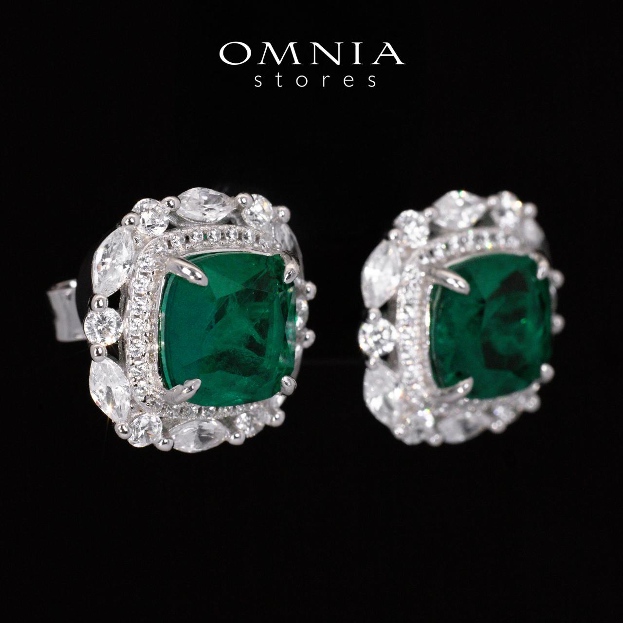 Teresa Green and White Earrings With High Quality Simulated Diamonds in 925 Silver - OMNIASTORES UAE