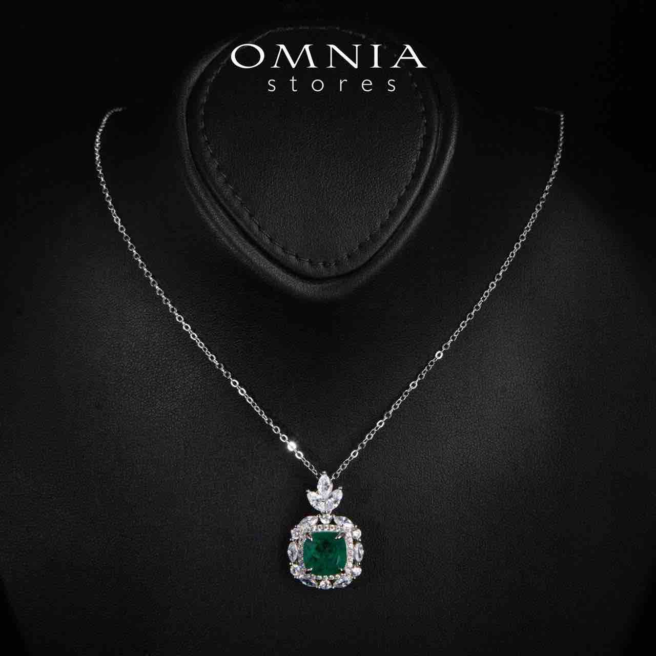 Teresa Green and White Pendant Necklace With High Quality Simulated Diamonds in 925 Silver - OMNIASTORES UAE