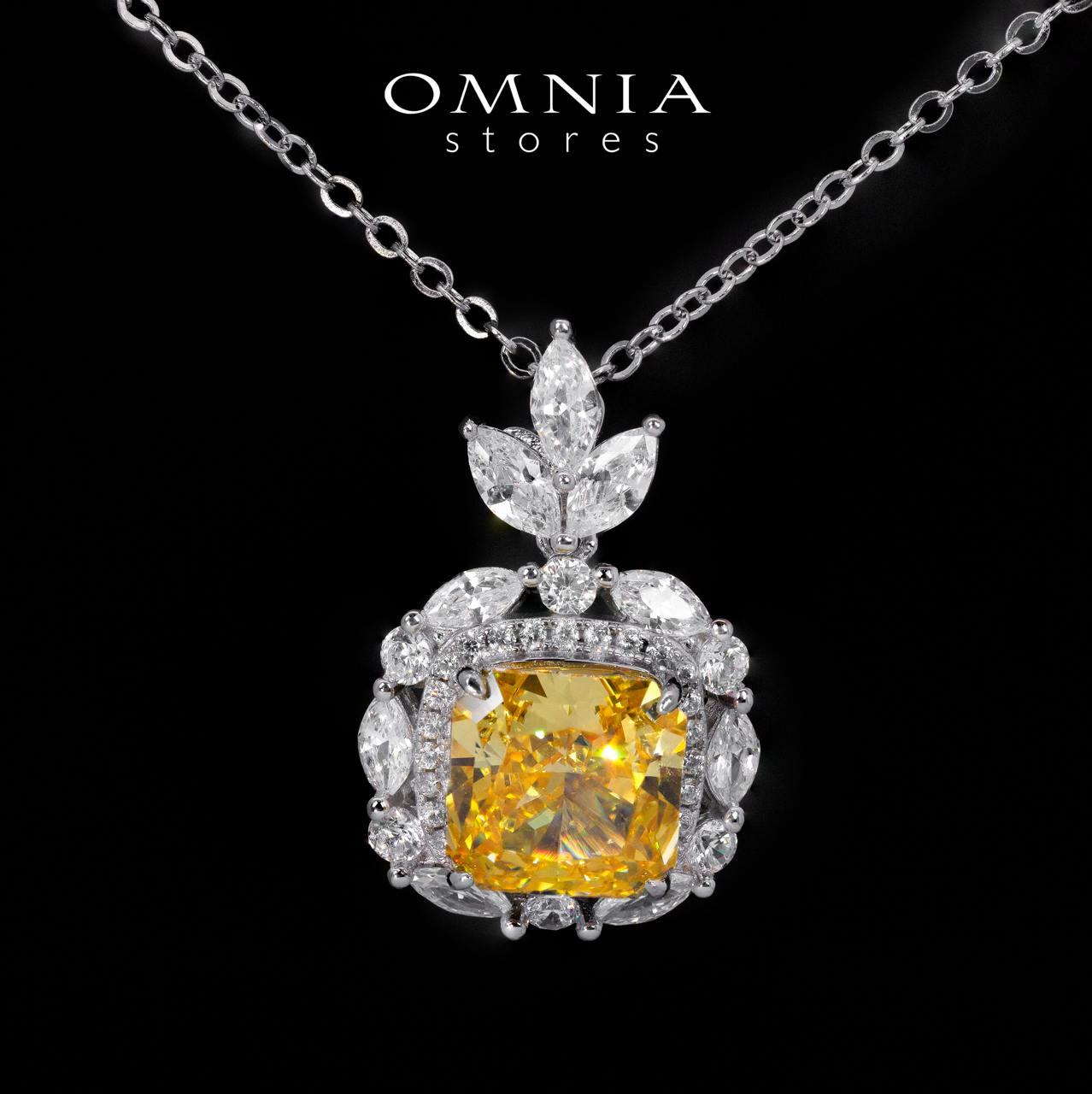 Teresa Yellow and White Pendant Necklace With High Quality Simulated Diamonds in 925 Silver - OMNIASTORES UAE