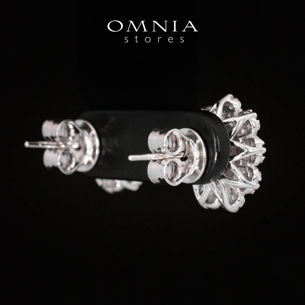 Nataly Pink Flower Design Earrings With High Quality Simulated Diamonds in 925 Silver - OMNIASTORES UAE