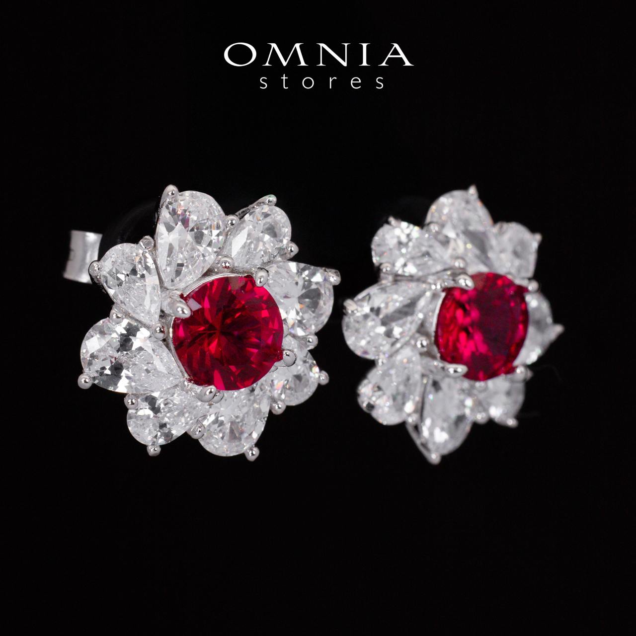 Gwen Floral Red and White Pendant Necklace With High Quality Simulated Diamonds in 925 Silver - OMNIASTORES UAE