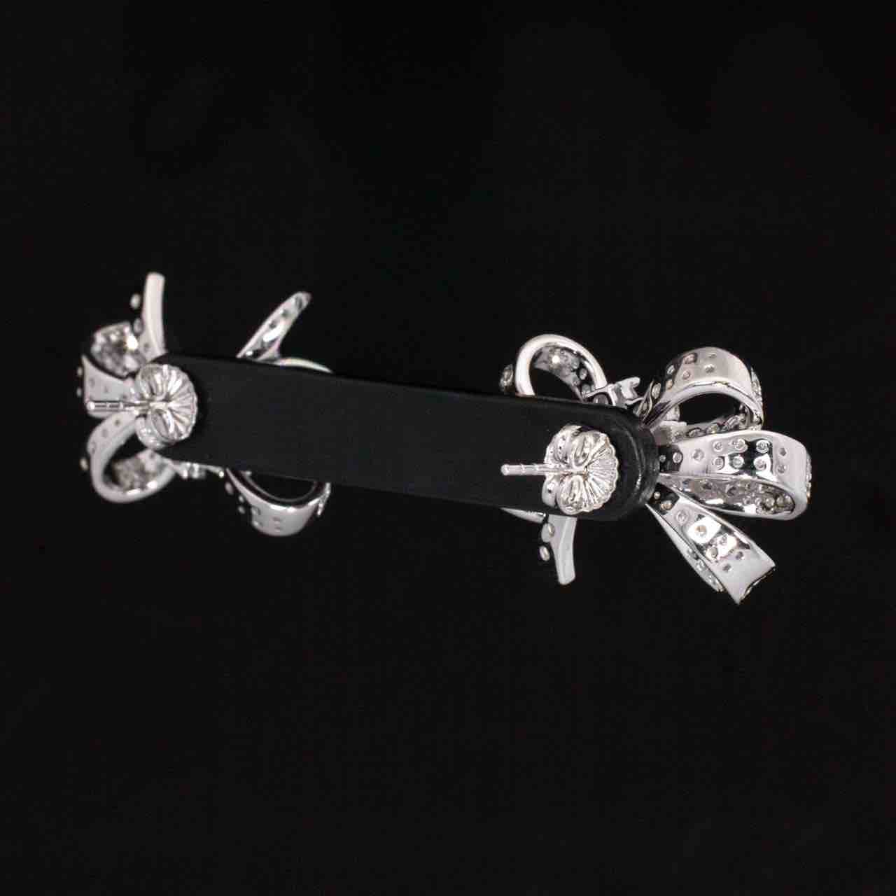 Melina Ribbon Design Earrings in 925 Silver Accessories High Quality Simulated Diamonds - OMNIASTORES UAE