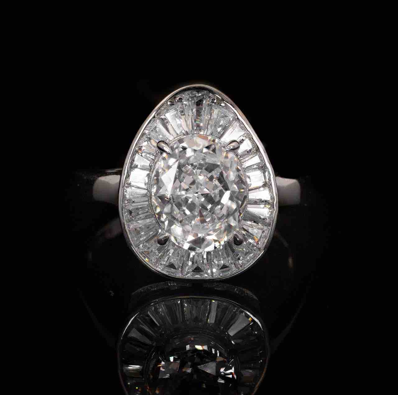 Irene White Pear Ring With High Quality Simulated Diamonds in 925 Silver - OMNIASTORES UAE