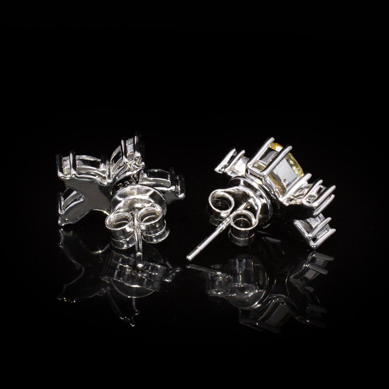 Kiana Yellow Flower Design Earrings With High Quality Simulated Diamonds in 925 Silver - OMNIASTORES UAE