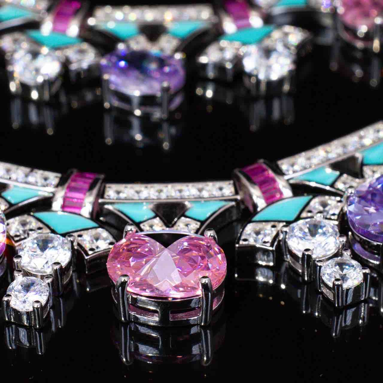 Kassidy Multi Color Necklace With High Quality Simulated Diamonds in 925 Silver - OMNIASTORES UAE