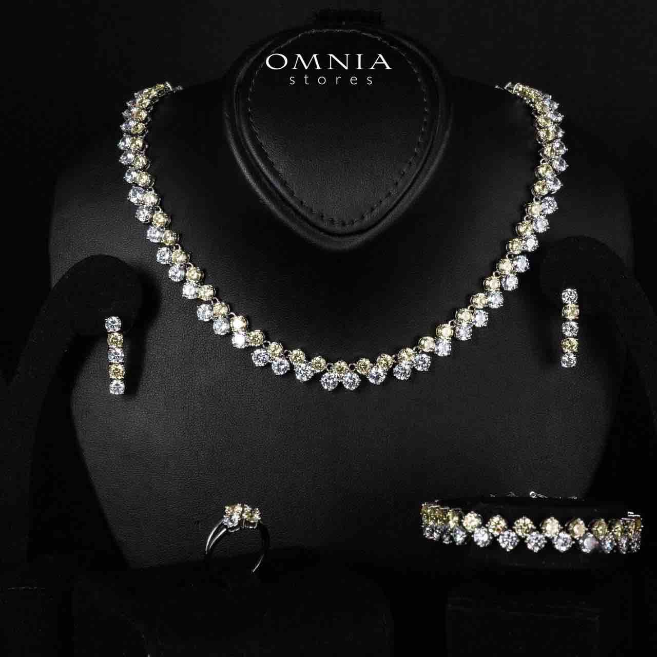 Hessa Yellow and Whte Luxury Bridal Full Set in High Quality Simulated Diamonds - OMNIASTORES UAE