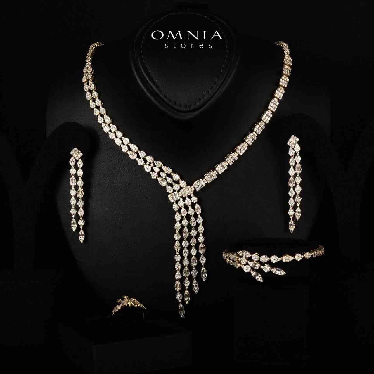 Arwen Gold Luxury Bridal Full Set with High-Quality Simulated Diamonds Rhodium Plated - OMNIASTORES UAE