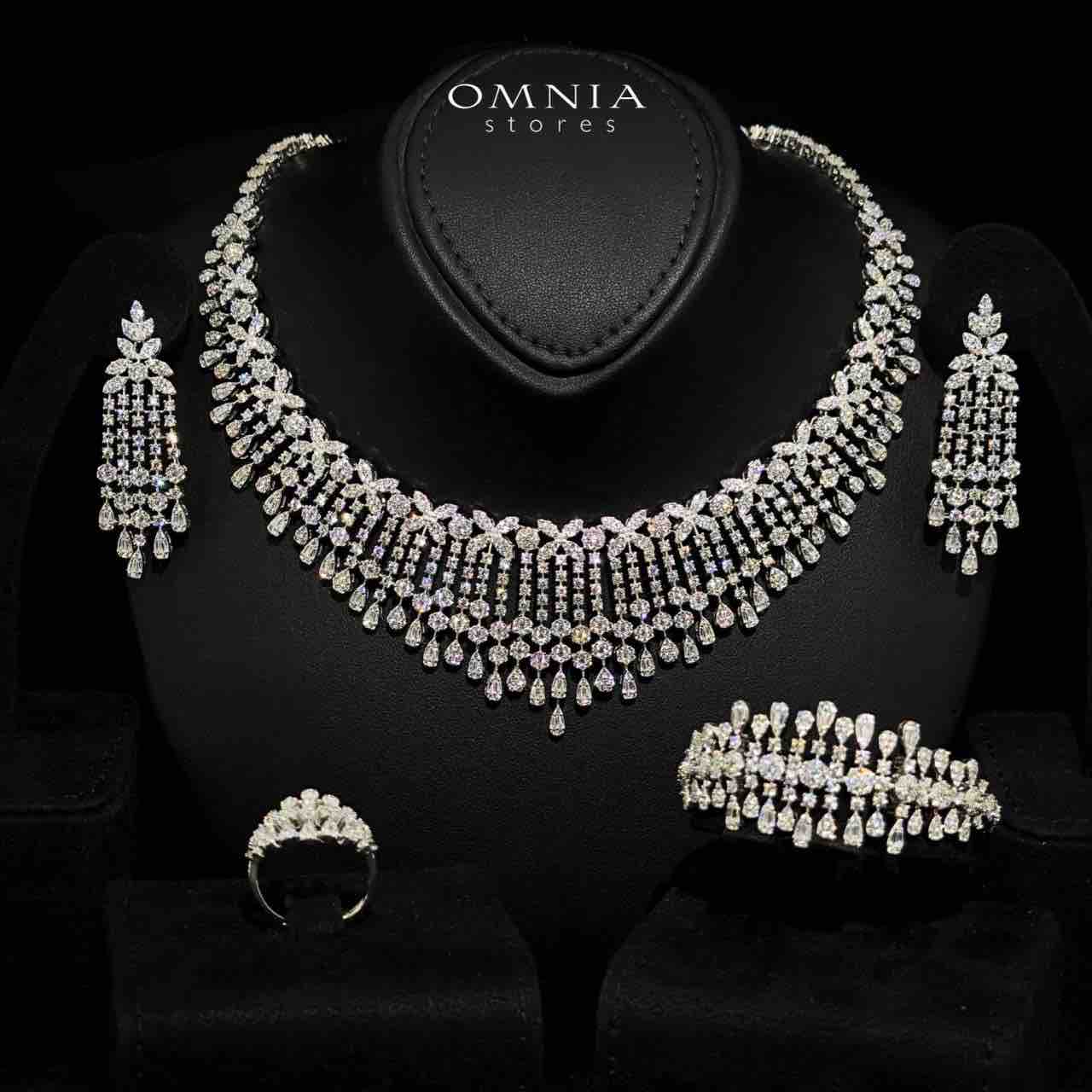 Kawthar White Bridal Full Set in 925 Silver High Quality Simulated Diamonds - OMNIASTORES UAE