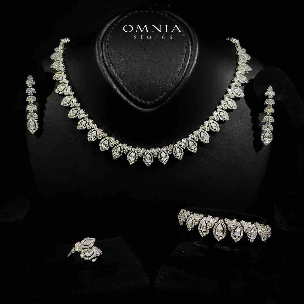 Helena White Bridal Choker Full Set in 925 Silver High Quality Simulated Diamonds