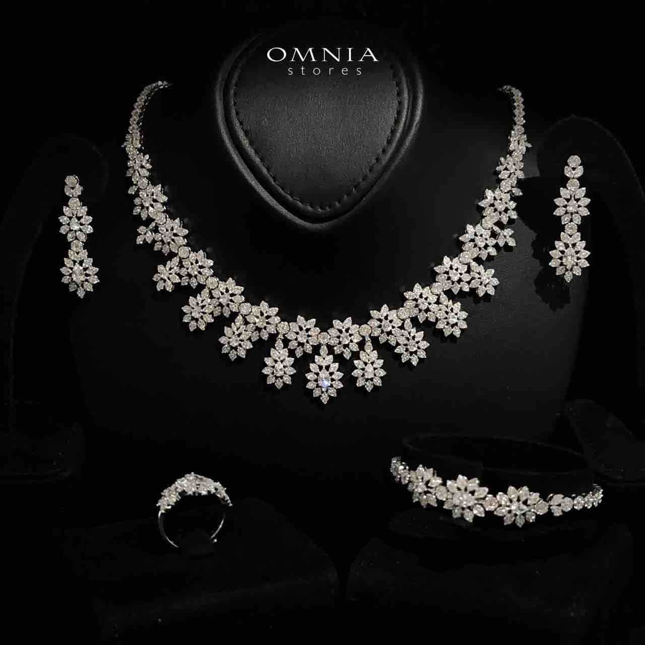 Monica White Bridal Full Set in 925 Silver High Quality Simulated Diamonds