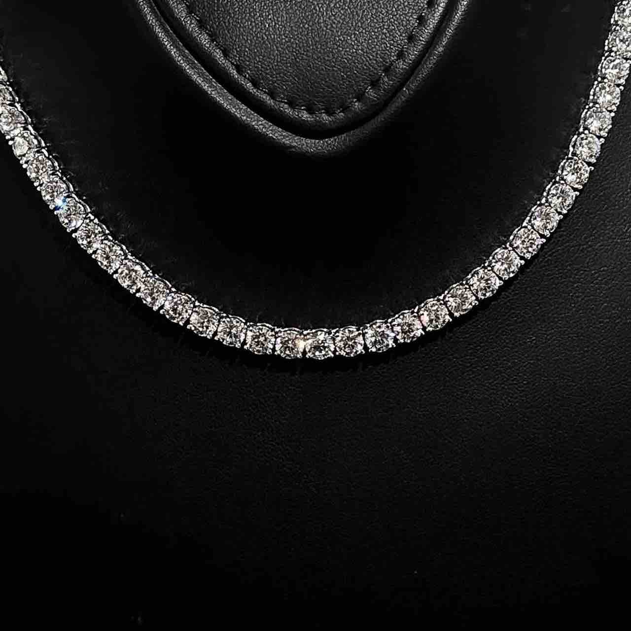 Sanira 5.0mm White Simulated Diamonds Tennis Necklace in 925 Silver