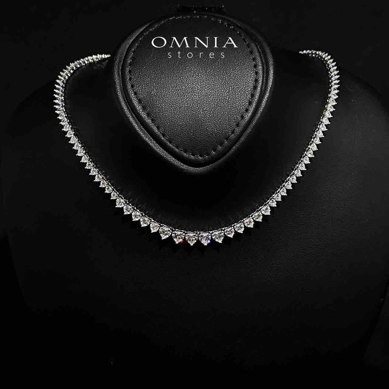 Teesha Heart 11.0mm White Simulated Diamonds Tennis Necklace in 925 Silver