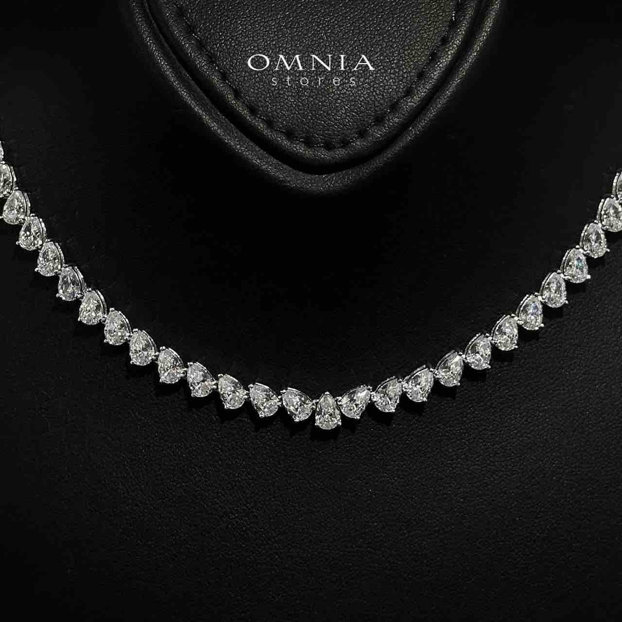 Nesa 4x6mm White Simulated Diamonds Tennis Necklace in 925 Silver