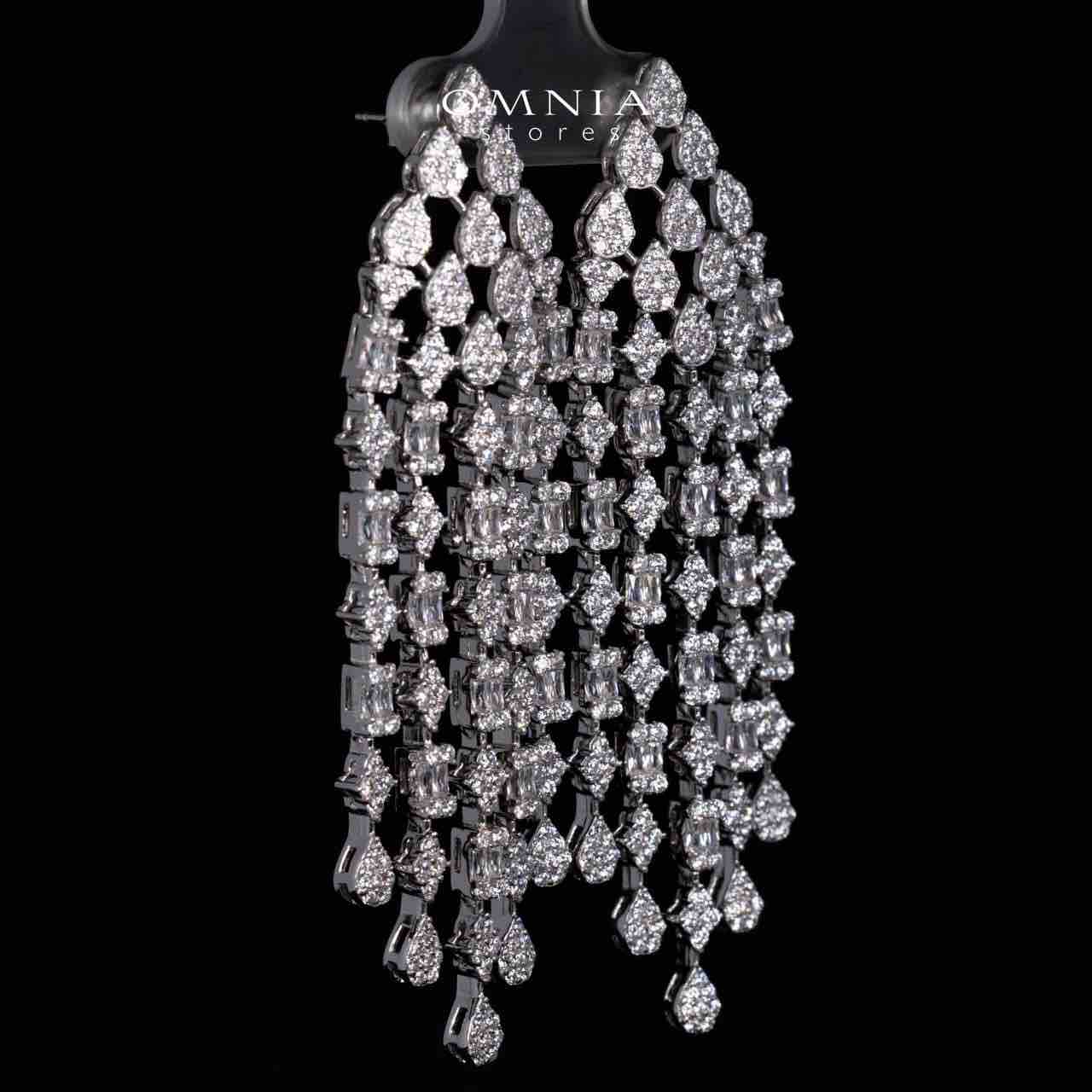 Melany White Drop Earrings in 925 Silver With High Quality Simulated Diamonds