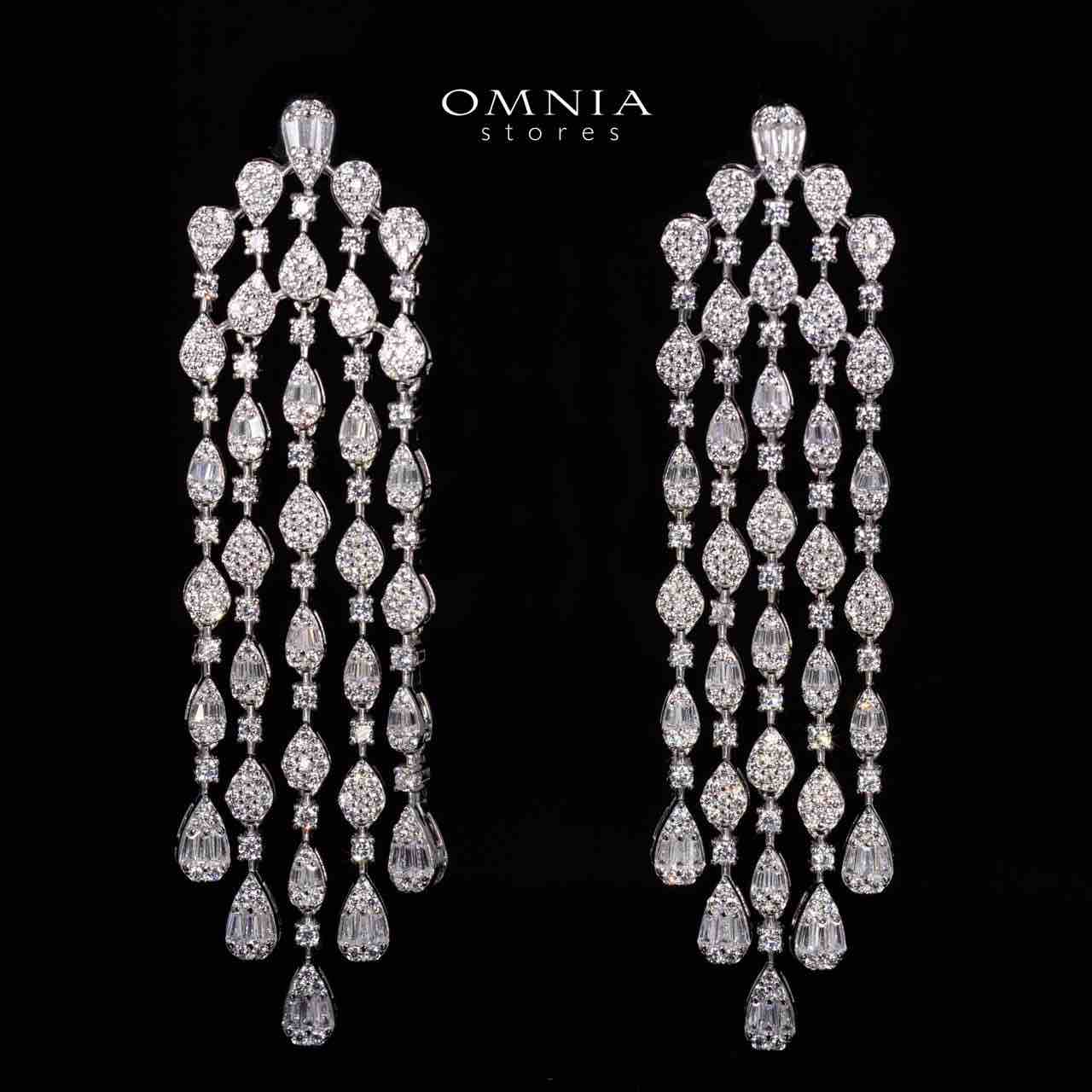 Jolie White Drop Earrings in 925 Silver With High Quality Simulated Diamonds