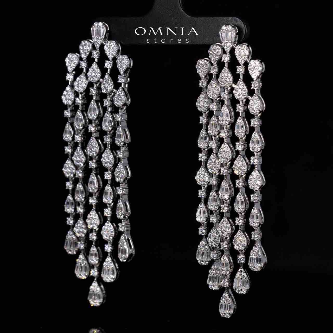 Jolie White Drop Earrings in 925 Silver With High Quality Simulated Diamonds