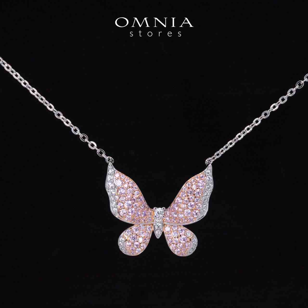 Brisa Butterfly Rose Gold Pendant Necklace in 925 Silver With High Quality Simulated Diamonds