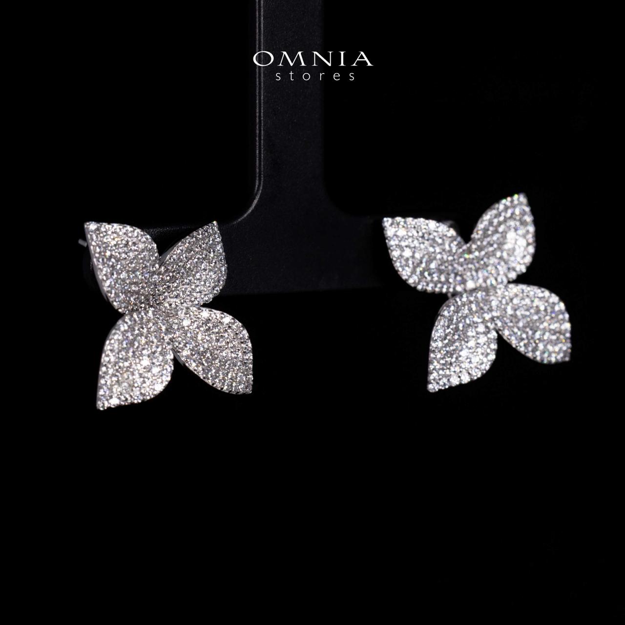 Kimora White Floral Earrings in 925 Silver With High Quality Simulated Diamonds