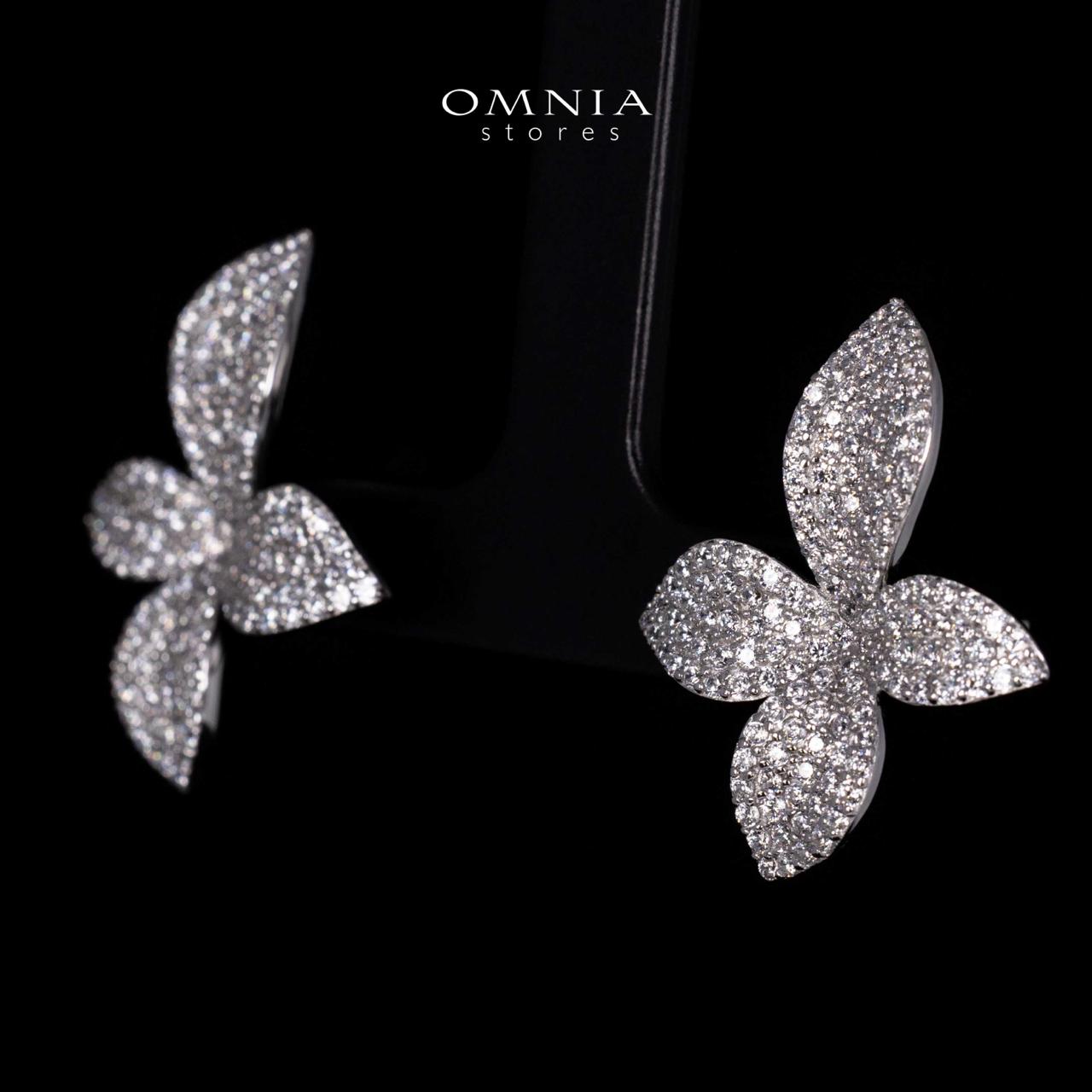 Yuna White Floral Earrings in 925 Silver With High Quality Simulated Diamonds