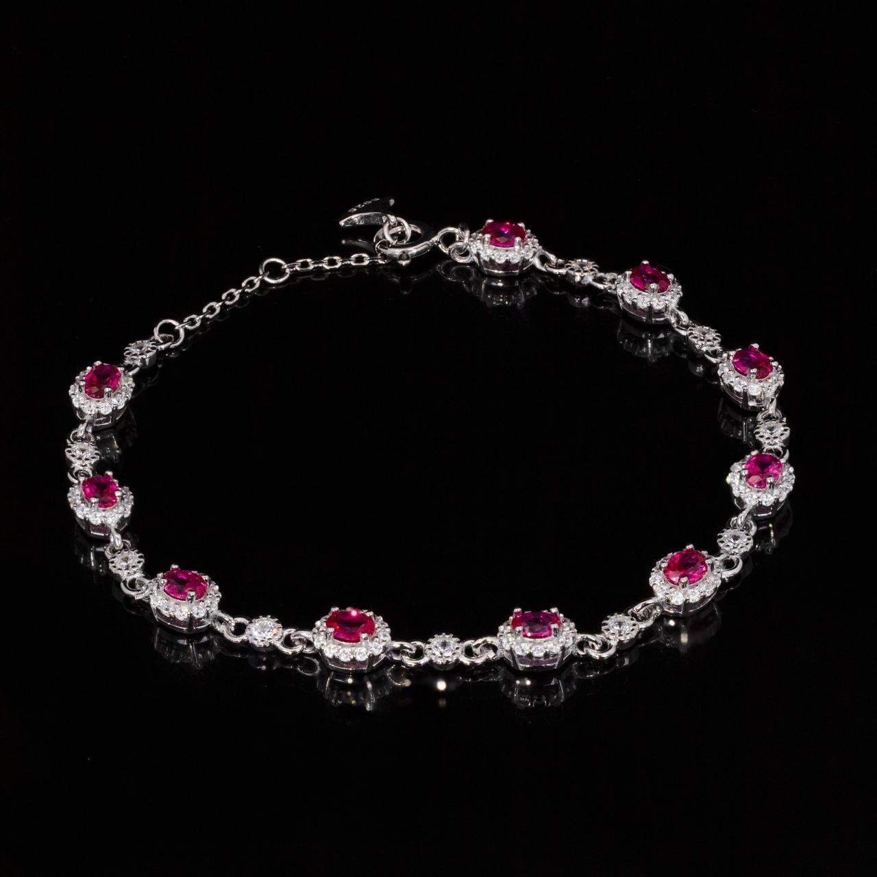 Juana Red Bracelet in 925 Silver With High Quality Simulated Diamonds