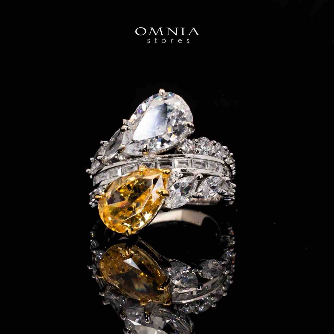 Lorena Yellow and White Ring in 925 Silver With High Quality Simulated Diamonds