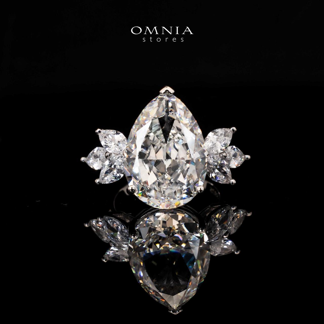 Ester White Pear Cut Ring in 925 Silver With High Quality Simulated Diamonds