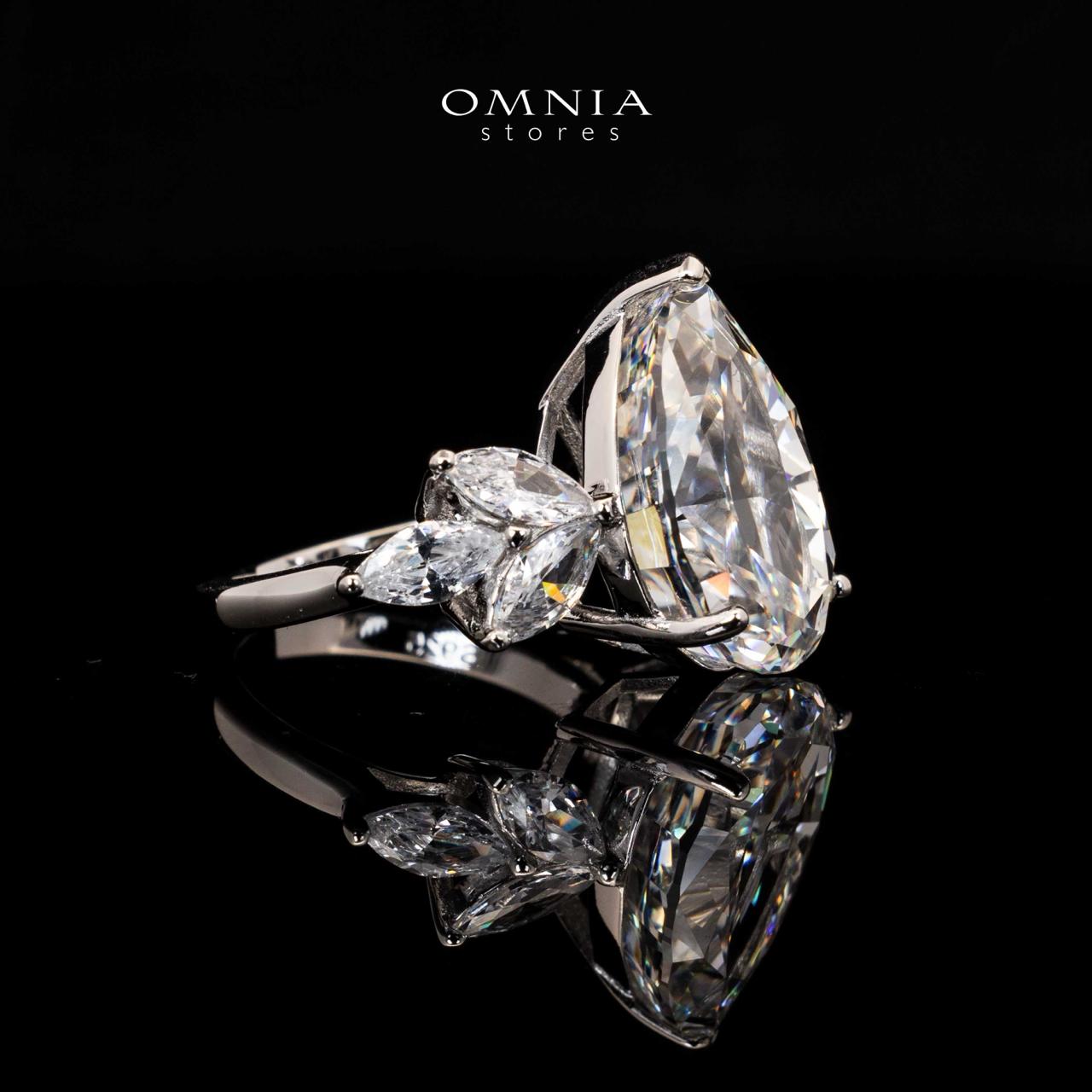 Ester White Pear Cut Ring in 925 Silver With High Quality Simulated Diamonds