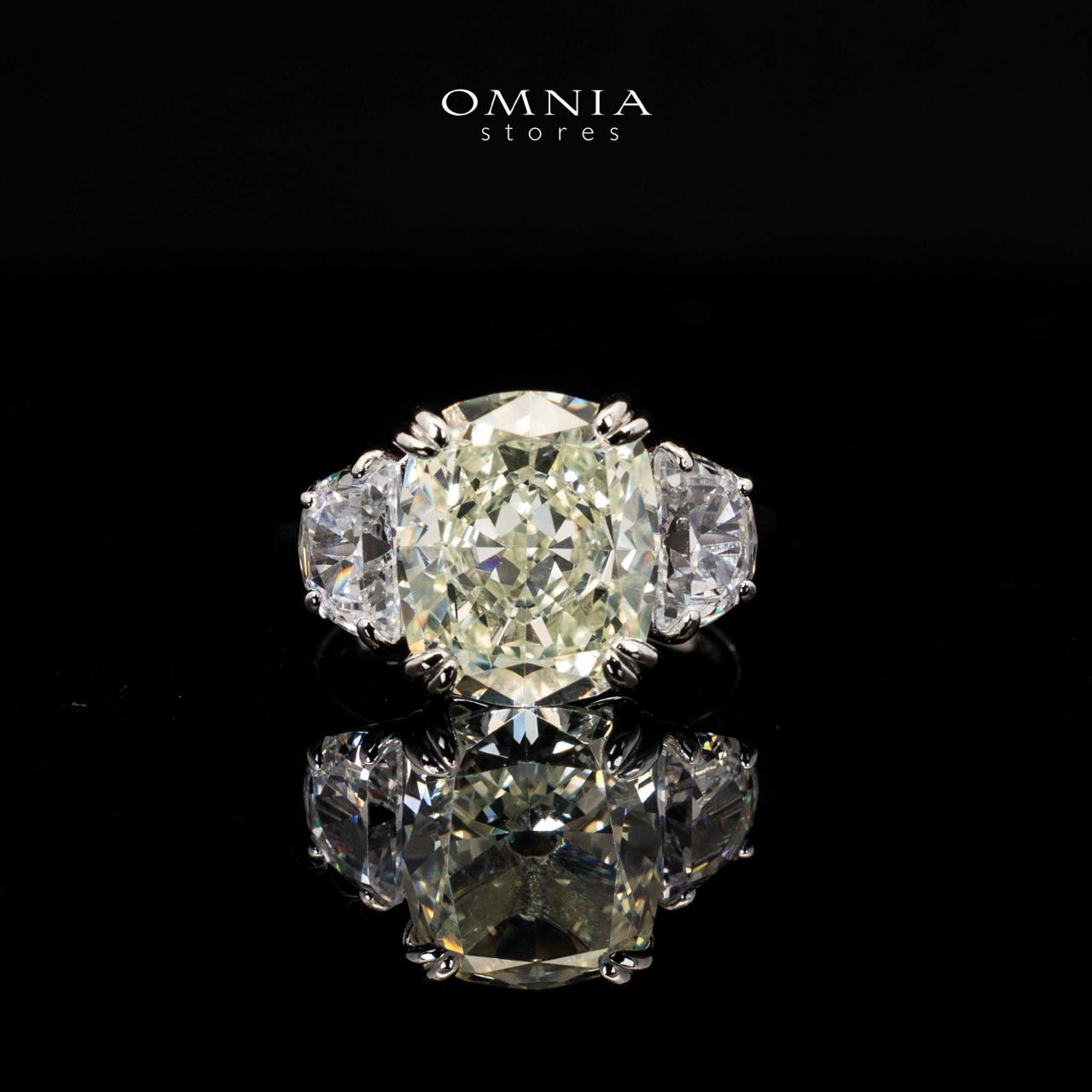 Amor White Cushion Cut Ring in 925 Silver With High Quality Simulated Diamonds