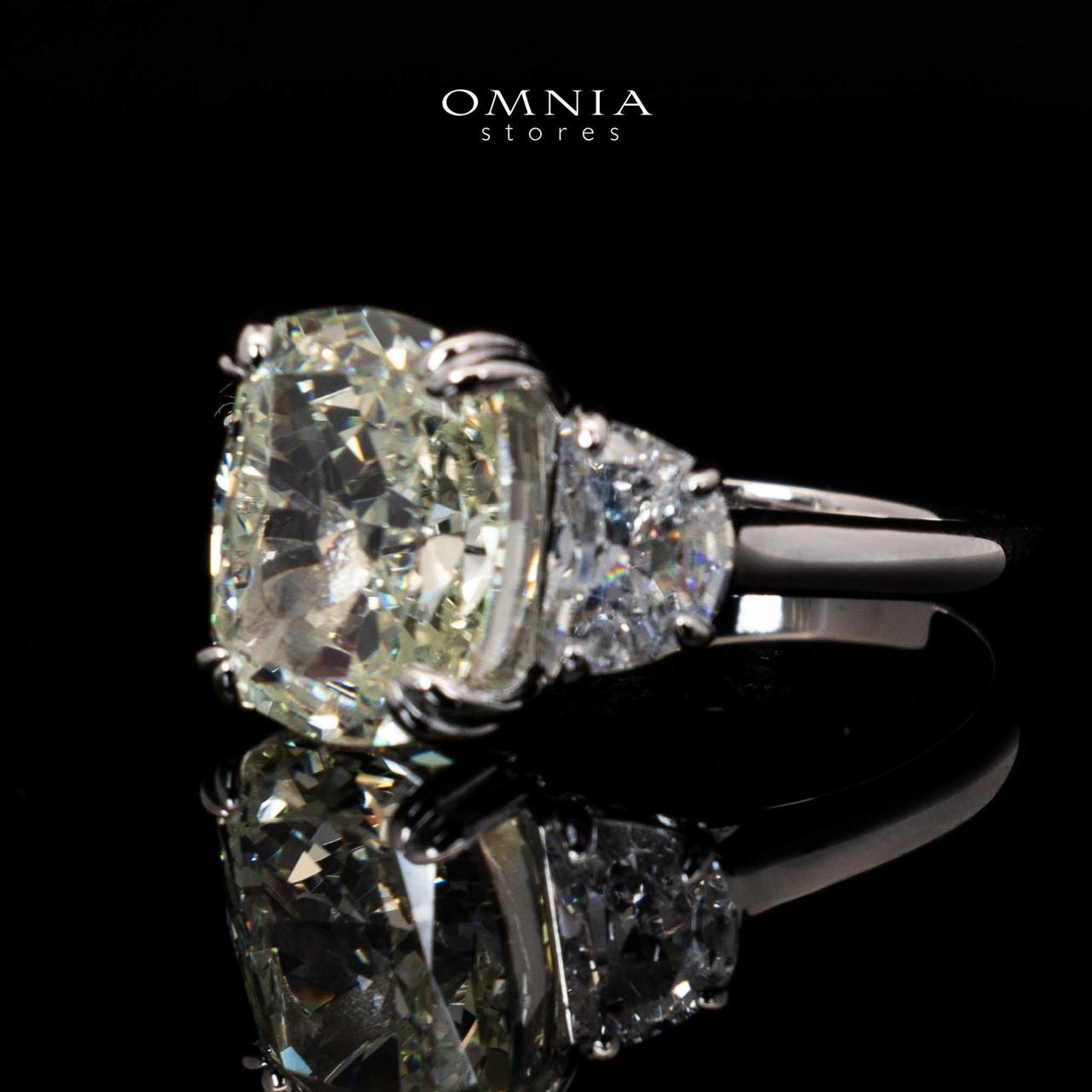 Amor White Cushion Cut Ring in 925 Silver With High Quality Simulated Diamonds