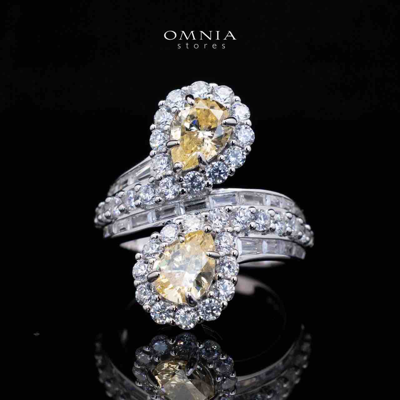 Isabell Yellow and White Pear Cut Ring in 925 Silver With High Quality Simulated Diamonds