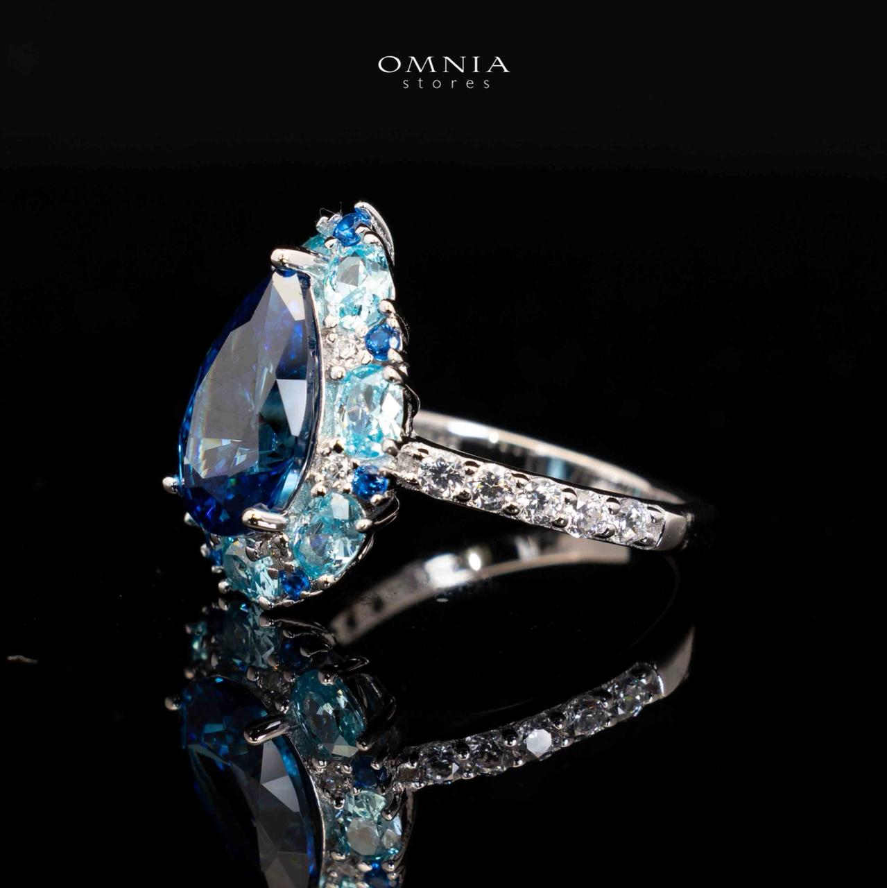 Tahlia Blue Pear Cut Ring in 925 Silver With High Quality Simulated Diamonds