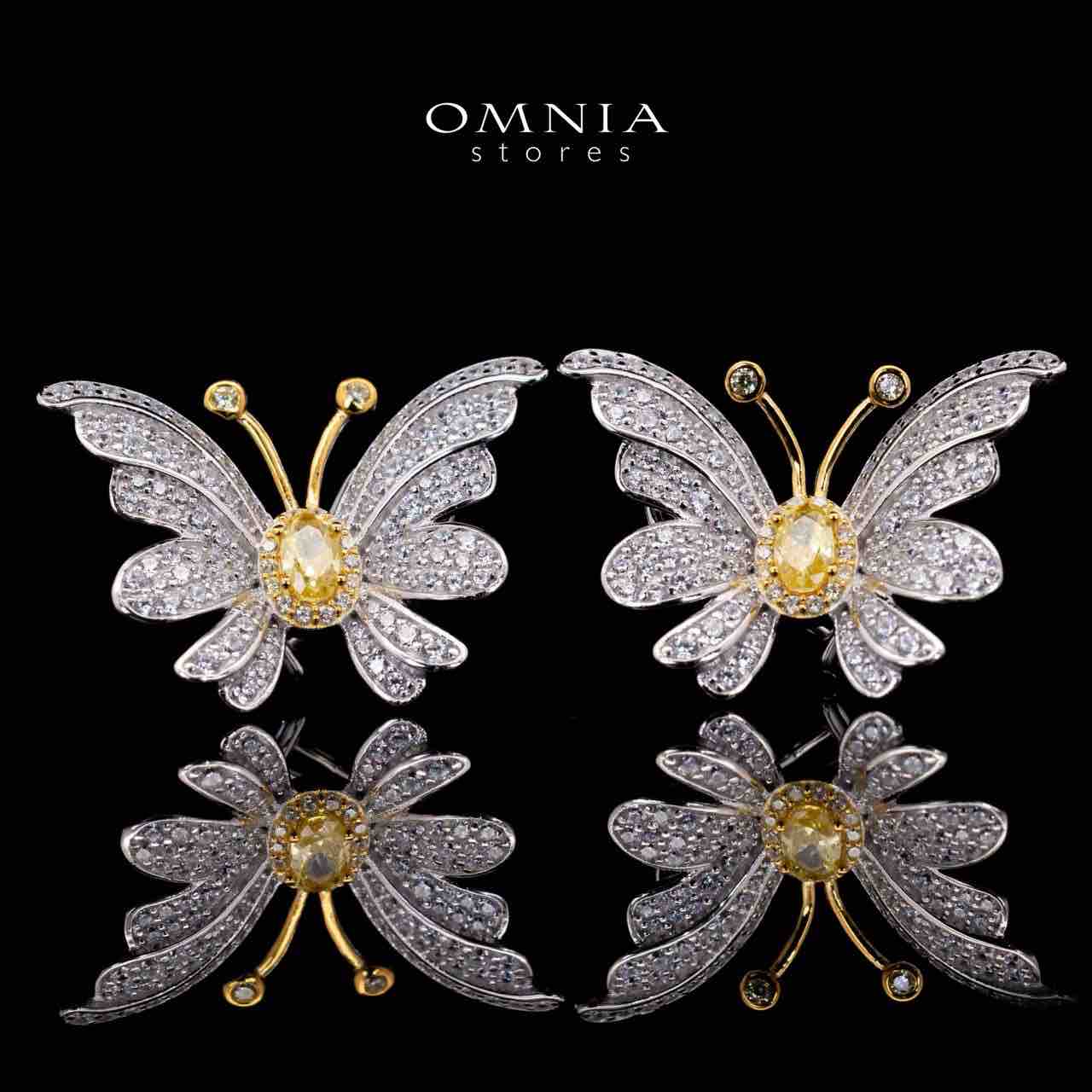 Alara Yellow Butterfly Clip Earrings in 925 Silver With High Quality Simulated Diamonds
