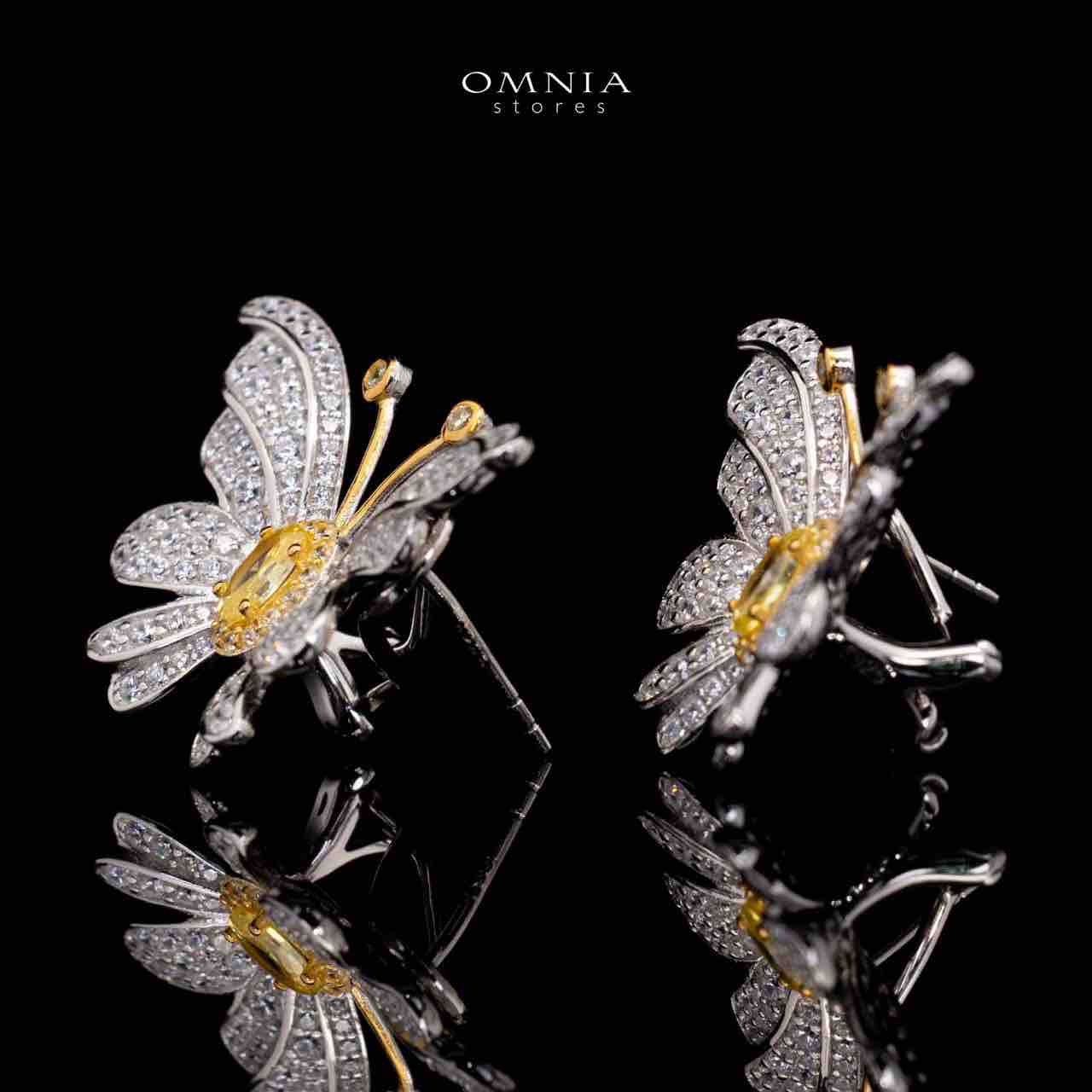 Alara Yellow Butterfly Clip Earrings in 925 Silver With High Quality Simulated Diamonds