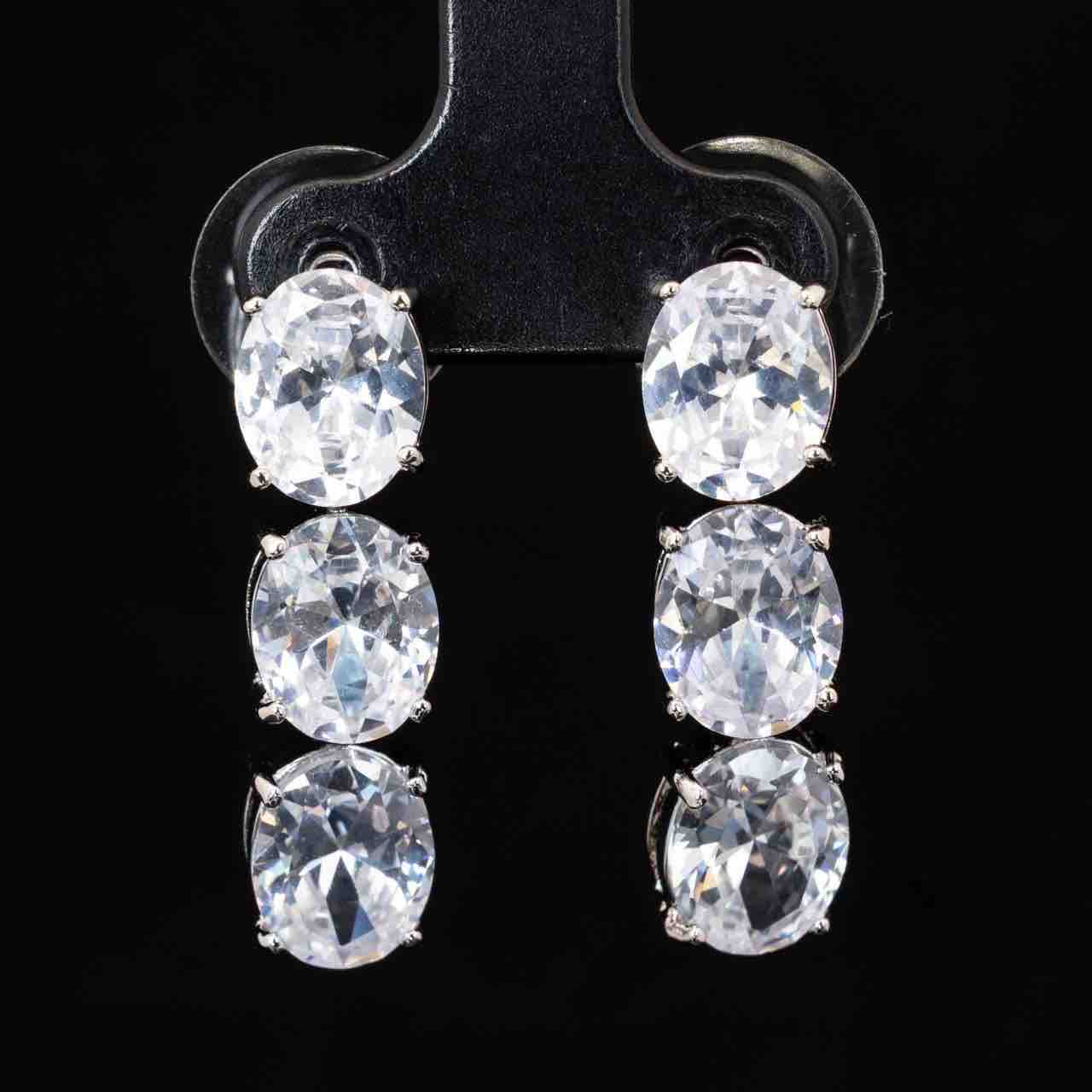 Artemis White Luxury Bridal Set with Round and Oval Cut Simulated Diamonds in High-Quality Rhodium Plated Finish