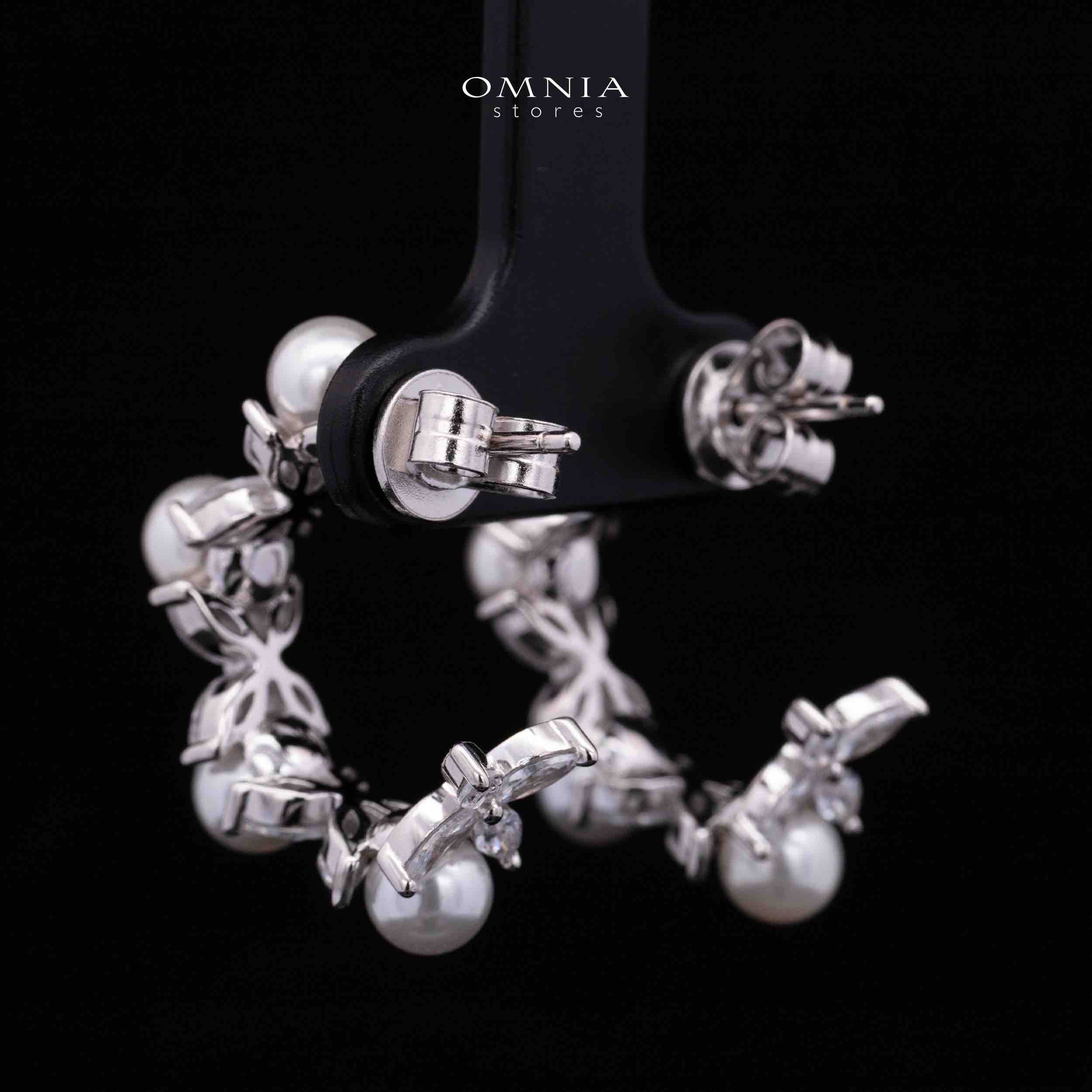 Ellie White Pearl Earrings With High Quality Simulated Diamonds in 925 Silver