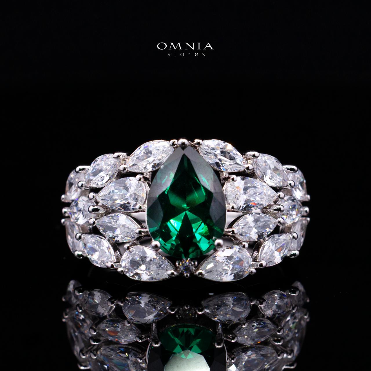 Omnia Nuray Green Luxury Bridal Full Set Accessories in High Quality Zircon Stone in Rhodium Plated