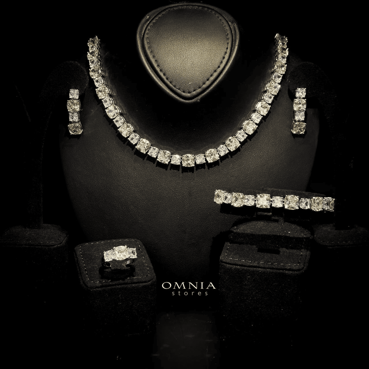 Omnia Alya Yellow and White Bridal Full Set in High Quality Simulated Diamonds Rhodium Plated - OMNIASTORES UAE