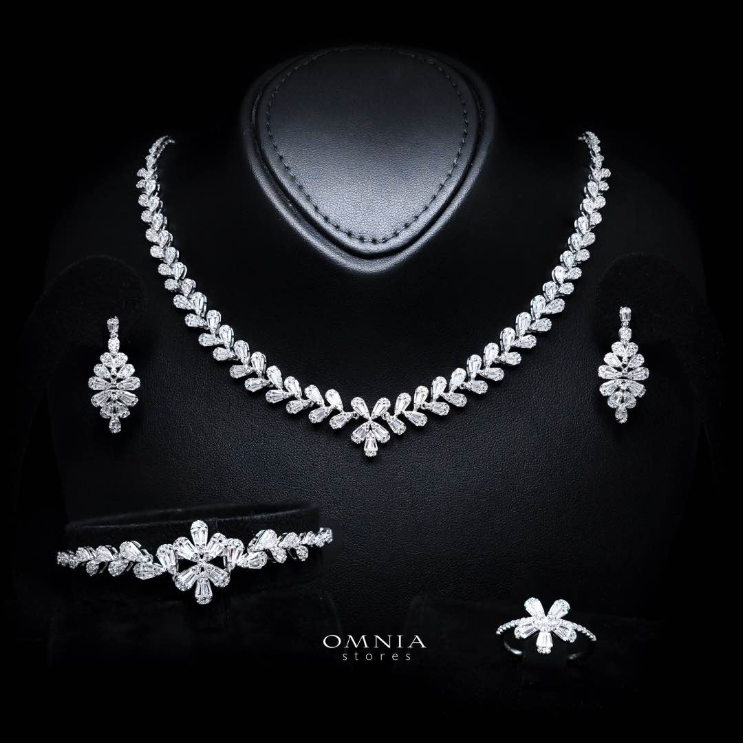 Omnia Iffat White Bridal Full Set in 925 Silver High Quality Simulated Diamonds (size 17 7 only available in KSA)