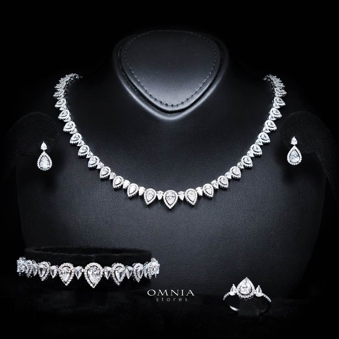 Sundus White Bridal Full Set – Premium Rhodium Plated with High-Quality Zircon Stones