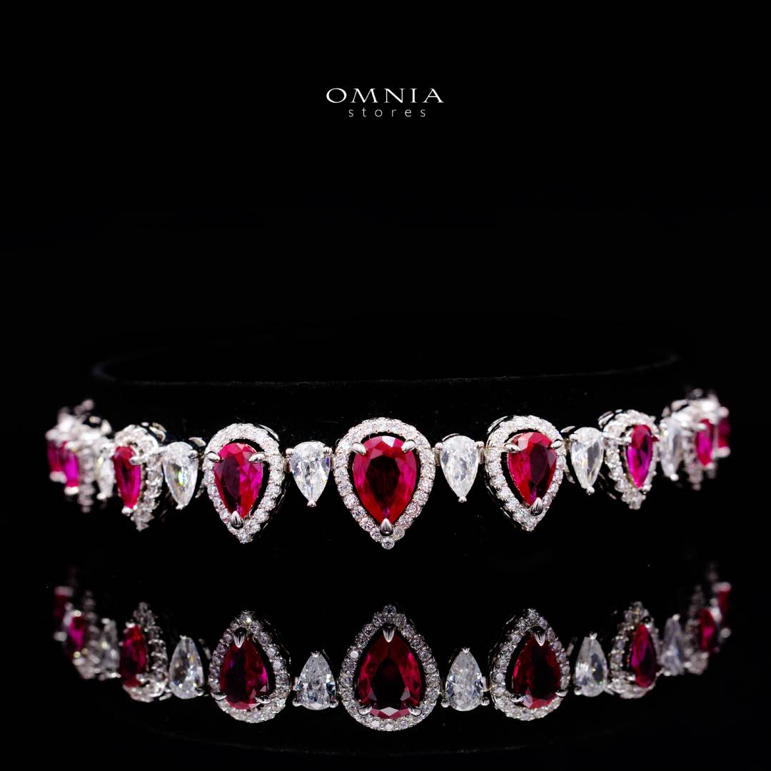 Sundus Red Bridal Full Set – Premium Rhodium Plated with High-Quality Zircon Stones