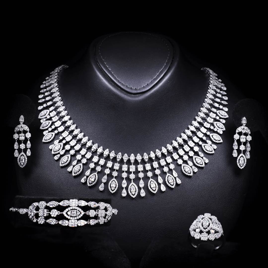 Omnia Hamida White Bridal Full Set in 925 Silver High Quality Simulated Diamonds