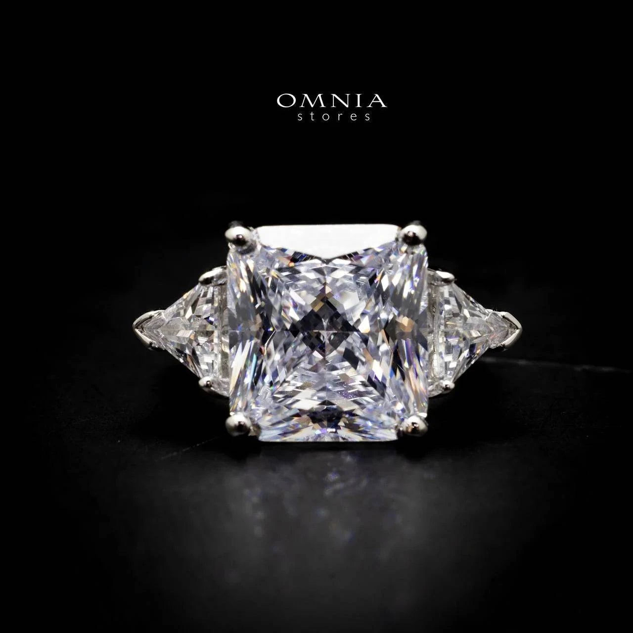 Omnia Adelina White Ring in 92.5 Silver Ring High Quality Simulated Diamonds - OMNIASTORES UAE